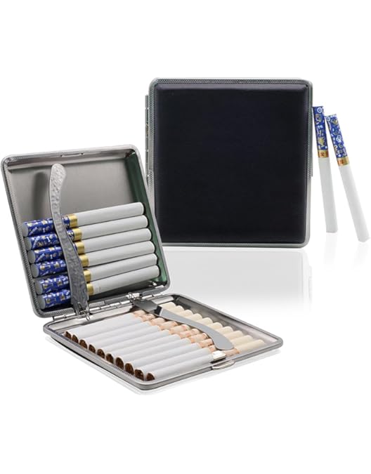 EYIDADAE Metal Cigarette Case - Portable Double Sided Spring Clip